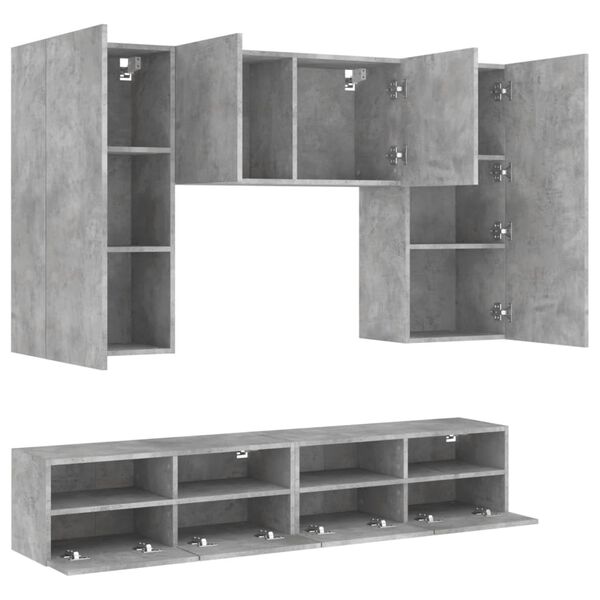 vidaXL 5 Piece TV Wall Units Concrete Grey Engineered Wood