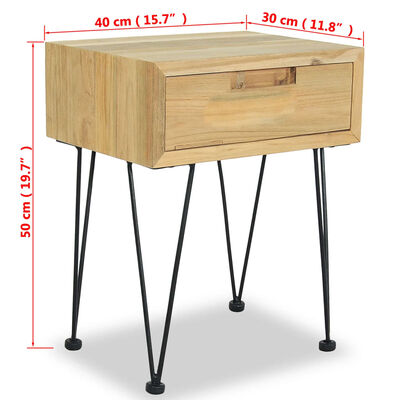 vidaXL Bedside Cabinet 40x30x50 cm Solid Teak