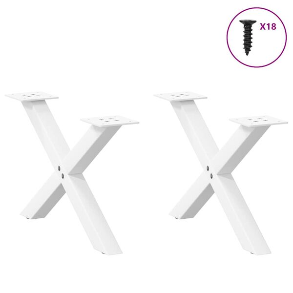 vidaXL Coffee Table Legs X-Shaped 2 pcs White 60x(30-31) cm Steel