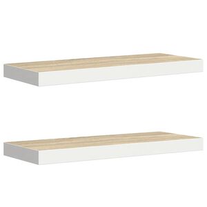 vidaXL Floating Wall Shelves 2 pcs Oak and White 60x23.5x3.8 cm MDF