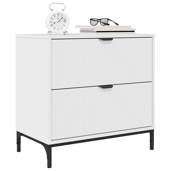 vidaXL Bedside Table with Drawer High gloss white 63.5 x 36 x 61 cm