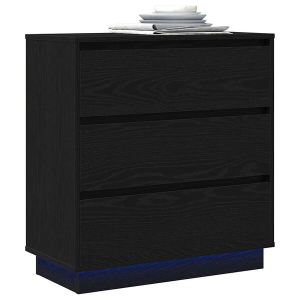vidaXL Bedside Cabinet Black Oak 71 x 34.5 x 75 cm Engineered wood