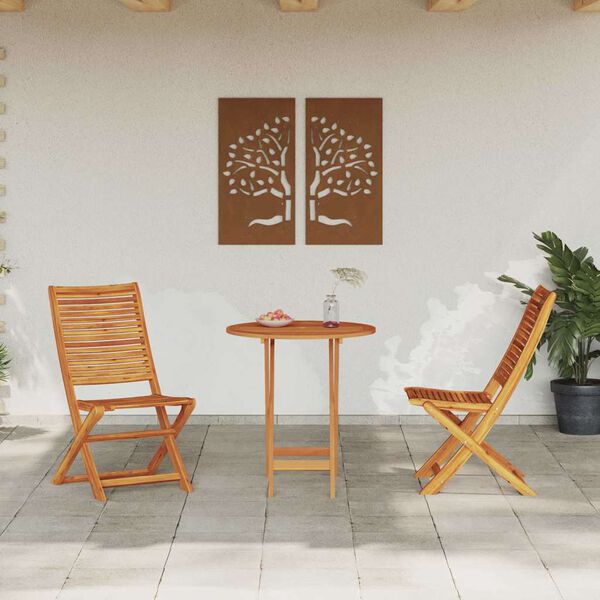 vidaXL Folding Bistro Set Folding 3 pcs Brown Solid Acacia Wood