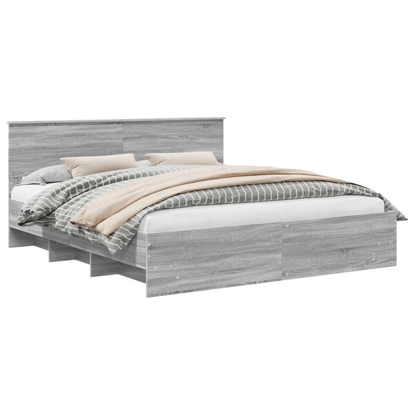 vidaXL Bed Frame Grey Sonoma 200 x 200 cm Engineered Wood
