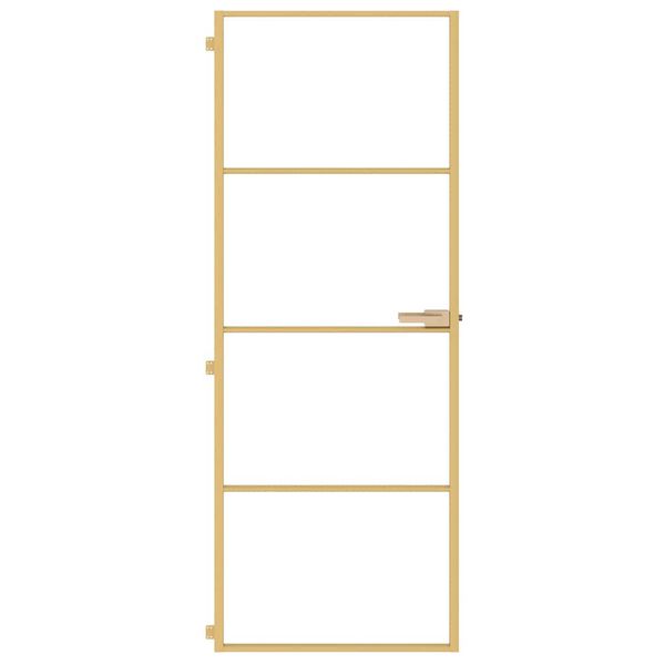 vidaXL Interior Door Slim Golden 76x201.5 cm Tempered Glass and Aluminium