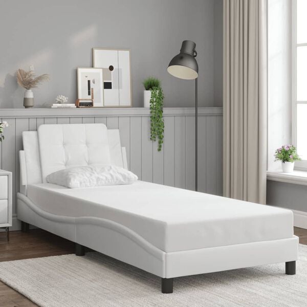 vidaXL Bed Frame without Mattress "Zadar" White 90x190 cm Single Faux Leather