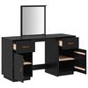 vidaXL Dressing Table Set with a Mirror Black Solid Wood Pine