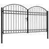 vidaXL Fence Gate Double Door with Arched Top Steel 300x175 cm Black