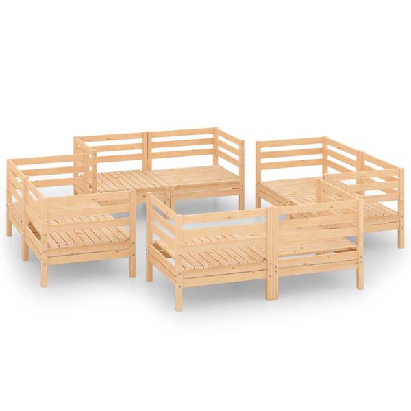 vidaXL 8 Piece Garden Lounge Set Solid Pinewood