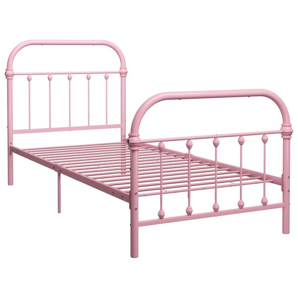 vidaXL Bed Frame without Mattress Pink Metal 90x200 cm