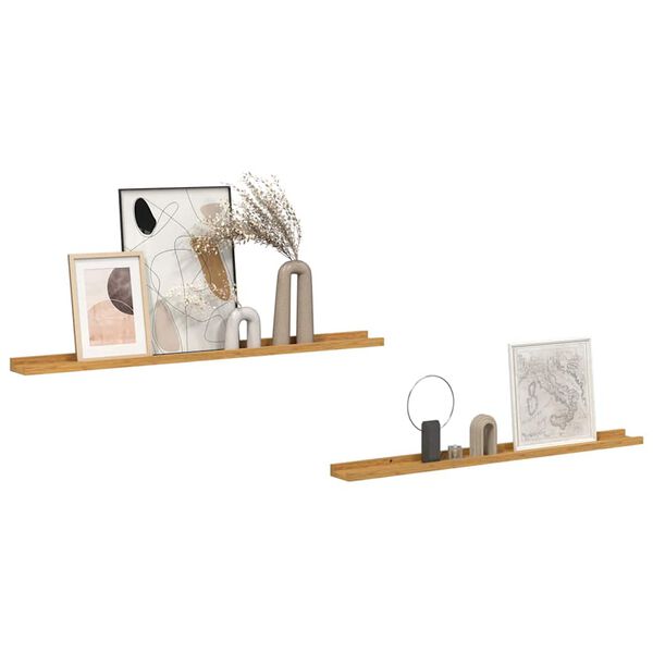vidaXL Wall Shelf 2 pcs Beige 100 x 9 x 3 cm Engineered Wood