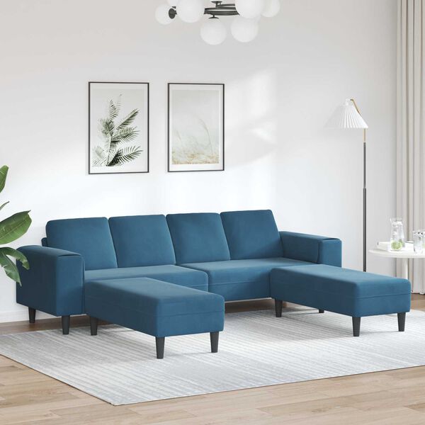 vidaXL Sofa Set Blue Velvet