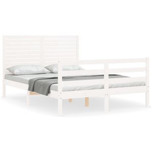 vidaXL Bed Frame without Mattress White Double Solid Wood