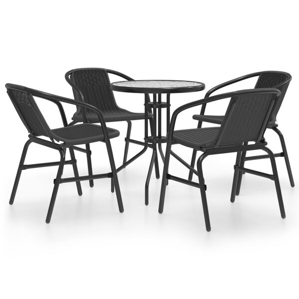 vidaXL 5 Piece Garden Dining Set Black