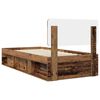 vidaXL Bed Frame with Headboard Old Wood 90 x 200 cm Solid Pine Wood
