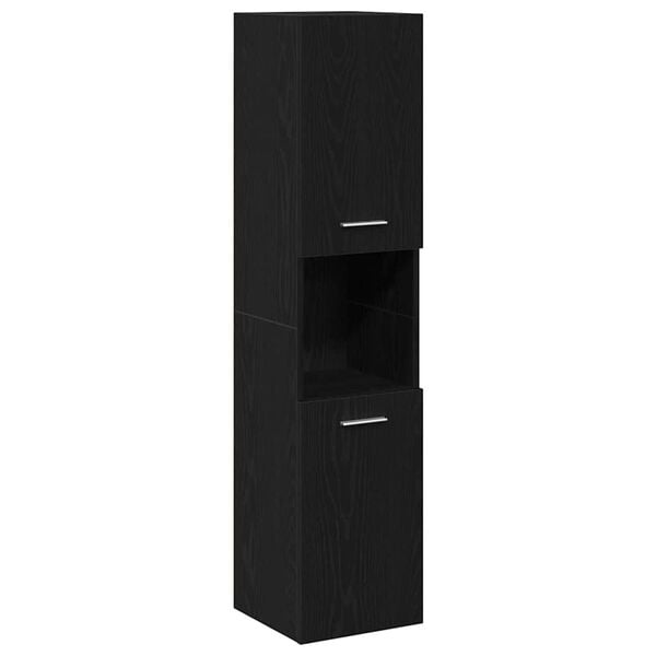 vidaXL Bathroom Cabinet Black Oak 30 x 30 x 130 cm Engineered Wood