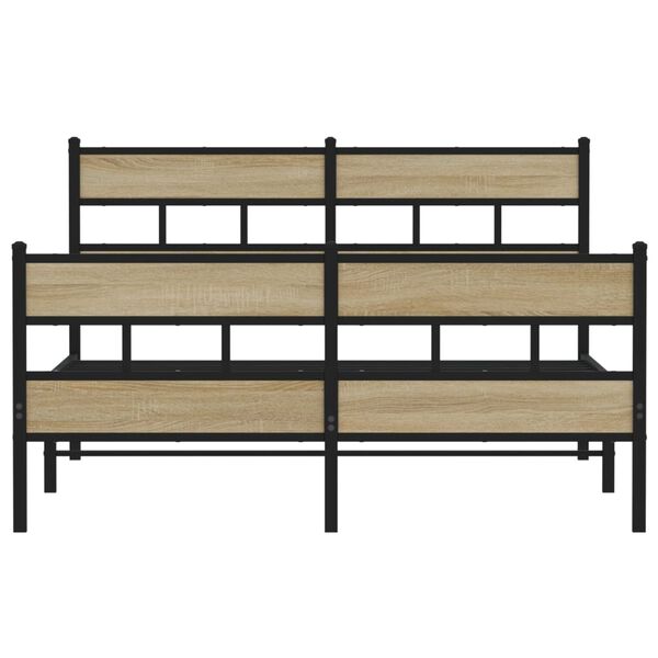 vidaXL Metal Bed Frame without Mattress Sonoma Oak 150x200 cm King Size