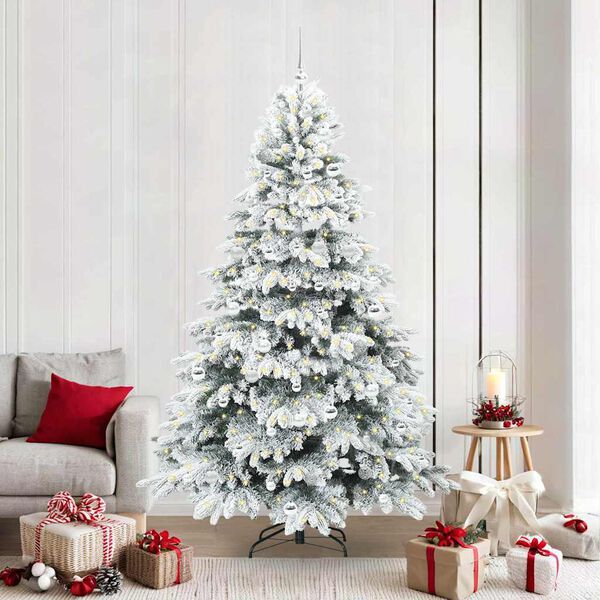 vidaXL Artificial Christmas Tree with 300 LEDs White 210 cm PE and PVC
