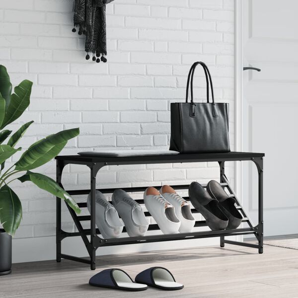 vidaXL Shoe Rack Black 90x30x45 cm Engineered Wood