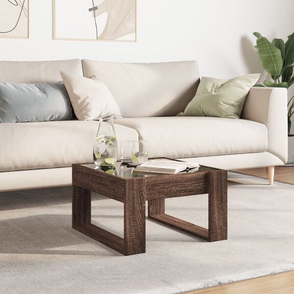 vidaXL Coffee Table with Infinity LED Brown Oak 50x53x30 cm