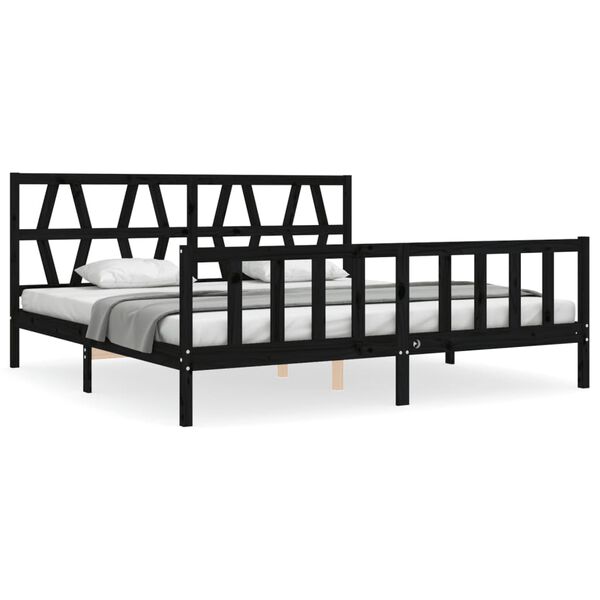 vidaXL Bed Frame without Mattress Black Super King Size Solid Wood Pine
