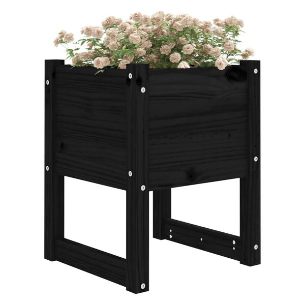 vidaXL Planters 2 pcs Black 40x40x52.5 cm Solid Wood Pine