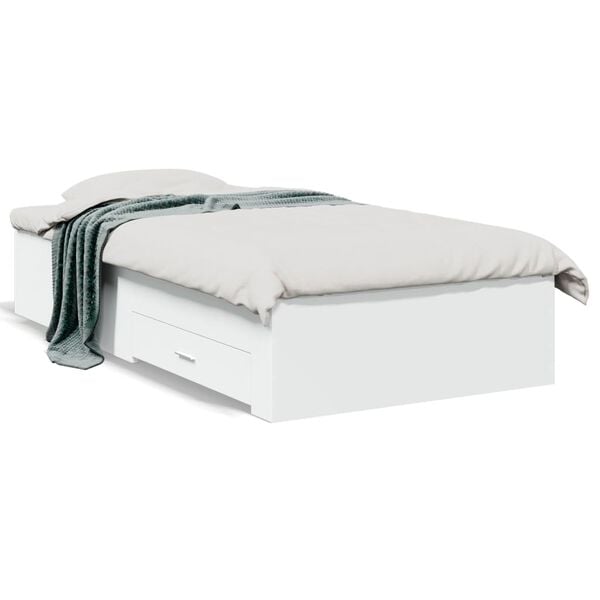 vidaXL Bed Frame with Drawers without Mattress White 75x190 cm Small Single