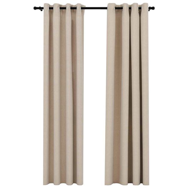 vidaXL Linen-Look Blackout Curtains with Grommets 2pcs Beige 140x225cm