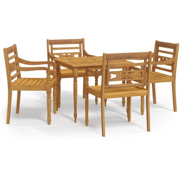 vidaXL 5 Piece Garden Dining Set Solid Wood Teak