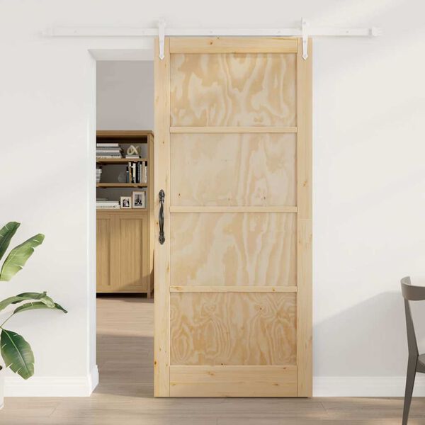 vidaXL Sliding Door ORKDAL Brown 93 x 211 cm Solid Pine Wood