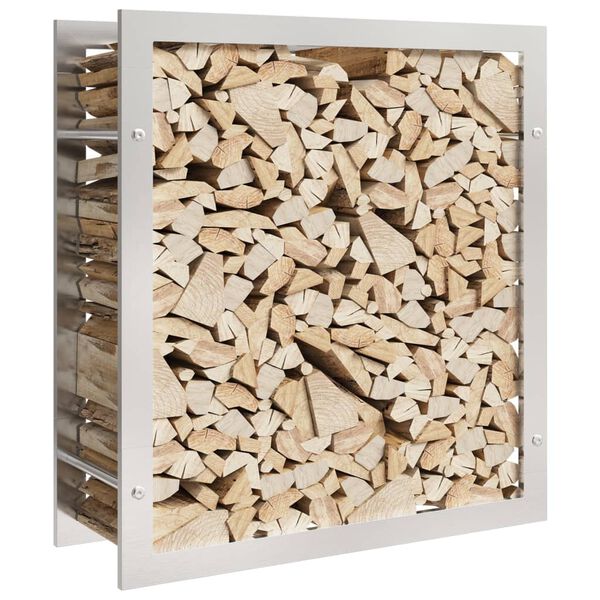 vidaXL Firewood Rack 80x28x86 cm Stainless Steel