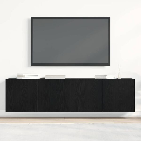 vidaXL TV Cabinets 2 pcs Black Oak 160x30x41 cm Engineered Wood