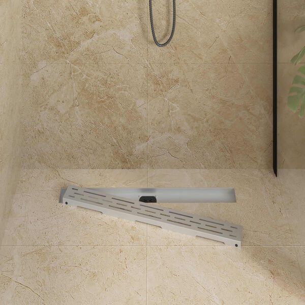 vidaXL Shower Drain Line Design with 360&deg; Siphon Silver 70 cm