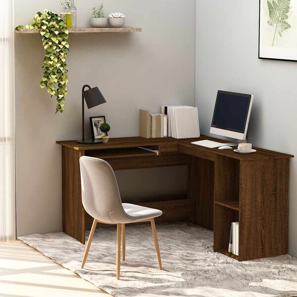 vidaXL Corner Desk Brown Oak 120x140x75 cm Engineered Wood