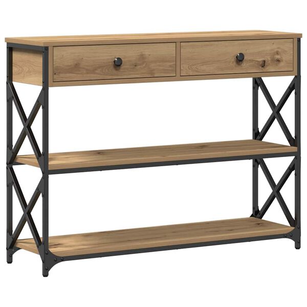vidaXL Console Table with Drawer Artisan oak 100 x 28 x 75 cm
