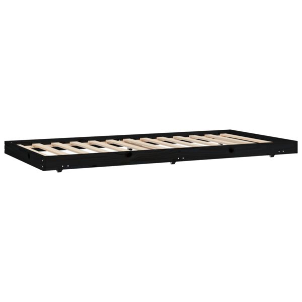 vidaXL Bed Frame without Mattress Black 90x190 cm Single Solid Wood Pine