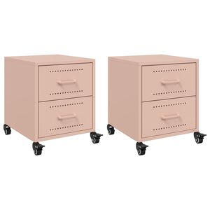 vidaXL Bedside Cabinets 2 pcs Pink 36x39x43,5 cm Steel