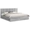 vidaXL Bed Frame with Storage and Headboard Grey Sonoma 200 x 200 cm