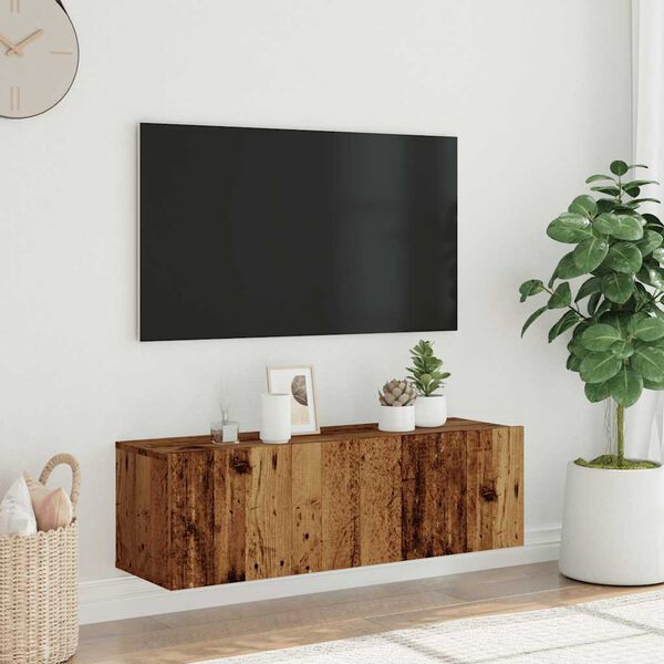 vidaXL Wall Mounted TV Cabinet Old Wood 100x30x30 cm Engineered Wood