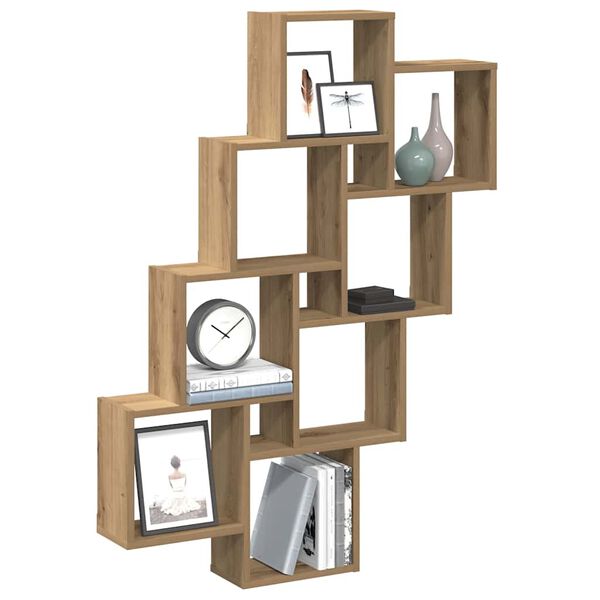 vidaXL Wall Cube Shelf Artisan Oak 90x15x119.5 cm Engineered Wood
