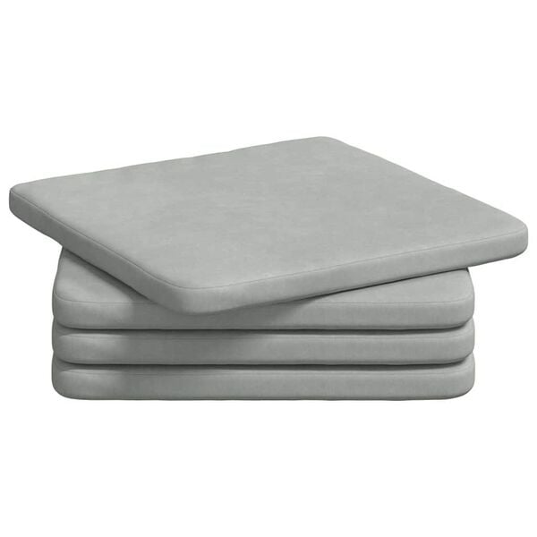 vidaXL Seat Cushions 4 pcs Light Grey 40 x 40 x 3 cm Velvet