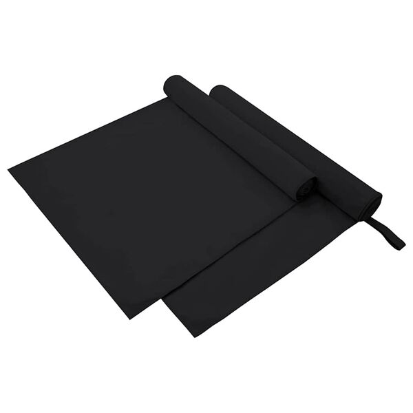 vidaXL Sports Towels 2 pcs Black 180 x 90 cm Polyester and polyamide