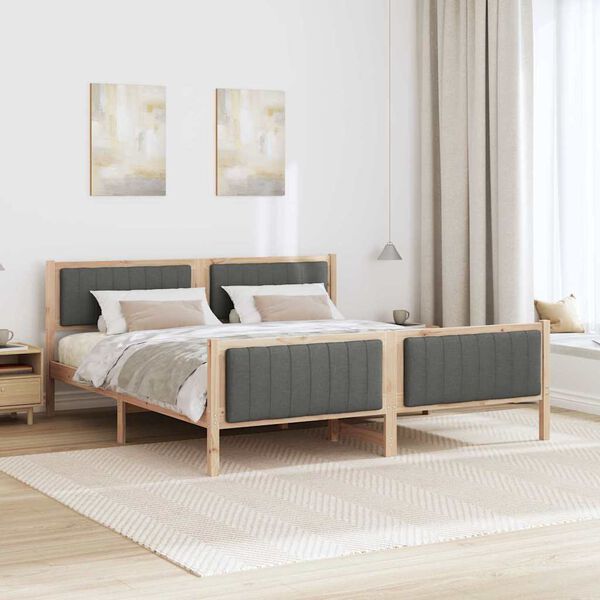 vidaXL Bed frame Brown and dark grey 180 x 200 cm Solid pine wood