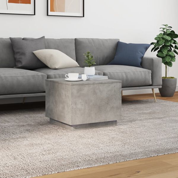 vidaXL Coffee Table with LED Lights Concrete Grey 50x50x40 cm