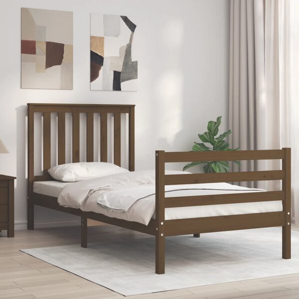 vidaXL Bed Frame without Mattress Honey Brown Single Solid Wood