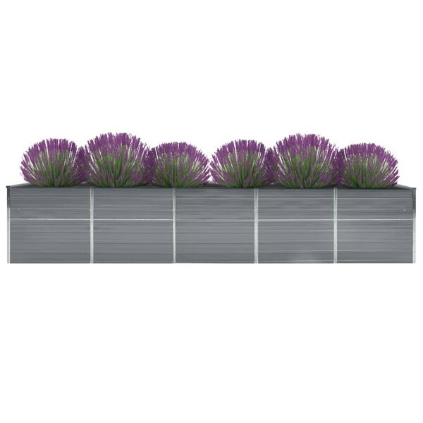 vidaXL Garden Raised Bed Galvanised Steel 400x80x45 cm Grey