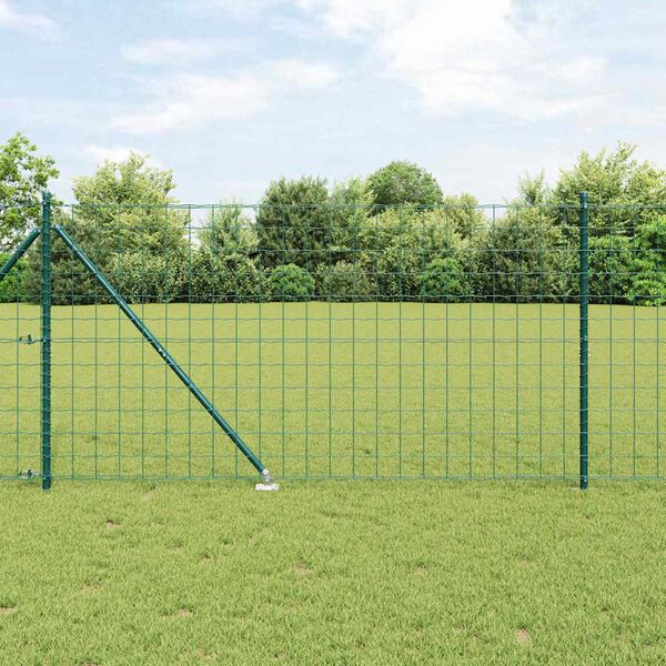 vidaXL Fence with Post Green 1.2 x 25 m Steel