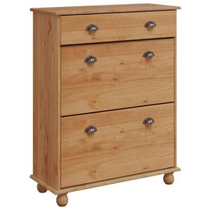 vidaXL Shoe Cabinet ASKIM Brown 85 x 35 x 108 cm Solid Pine Wood