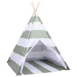 vidaXL Children Tent Grey and White 120 x 120 x 150 cm Solid pine wood