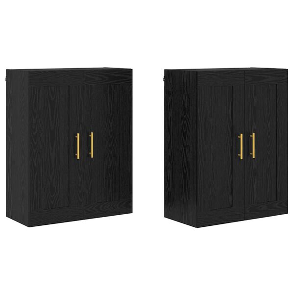 vidaXL Wall-mounted Cabinet 2 pcs Black Oak 69.5 x 34 x 90 cm